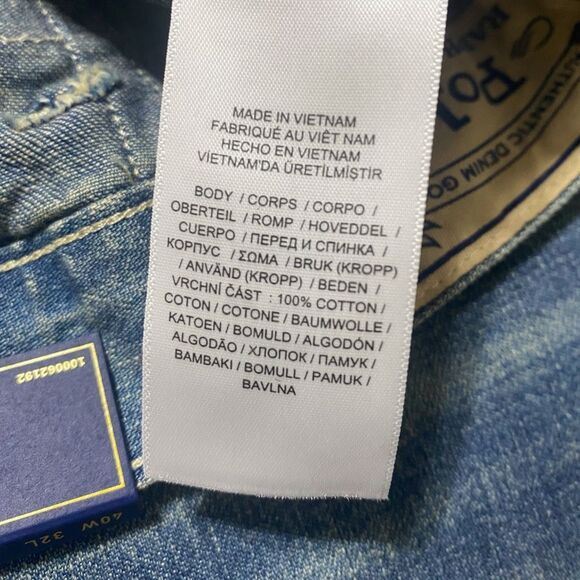 Polo Ralph Lauren Relaxed Straight Distress Repaired Carpenter Jeans 38x32 (c) - Picture 10 of 12